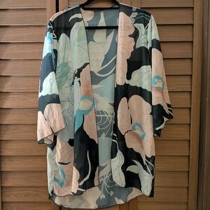 Blue And Pink Floral Kimono